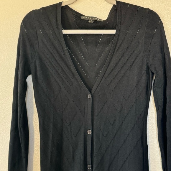 Ralph Lauren Black Label 100% Silk Long Cardigan Duster Semi Sheer Buttons S - Picture 2 of 13